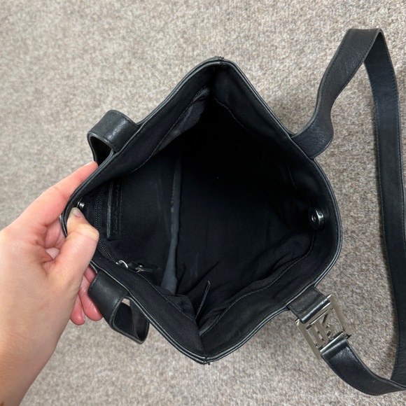 Ralph Lauren Black Leather Tote Shoulder Hand Bag Silver Hardware Vintage 90s - Picture 7 of 12